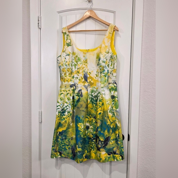 Nine West Floral Sleeveless Pleated  A-Line Midi Dress- Size 16 - Picture 3 of 12